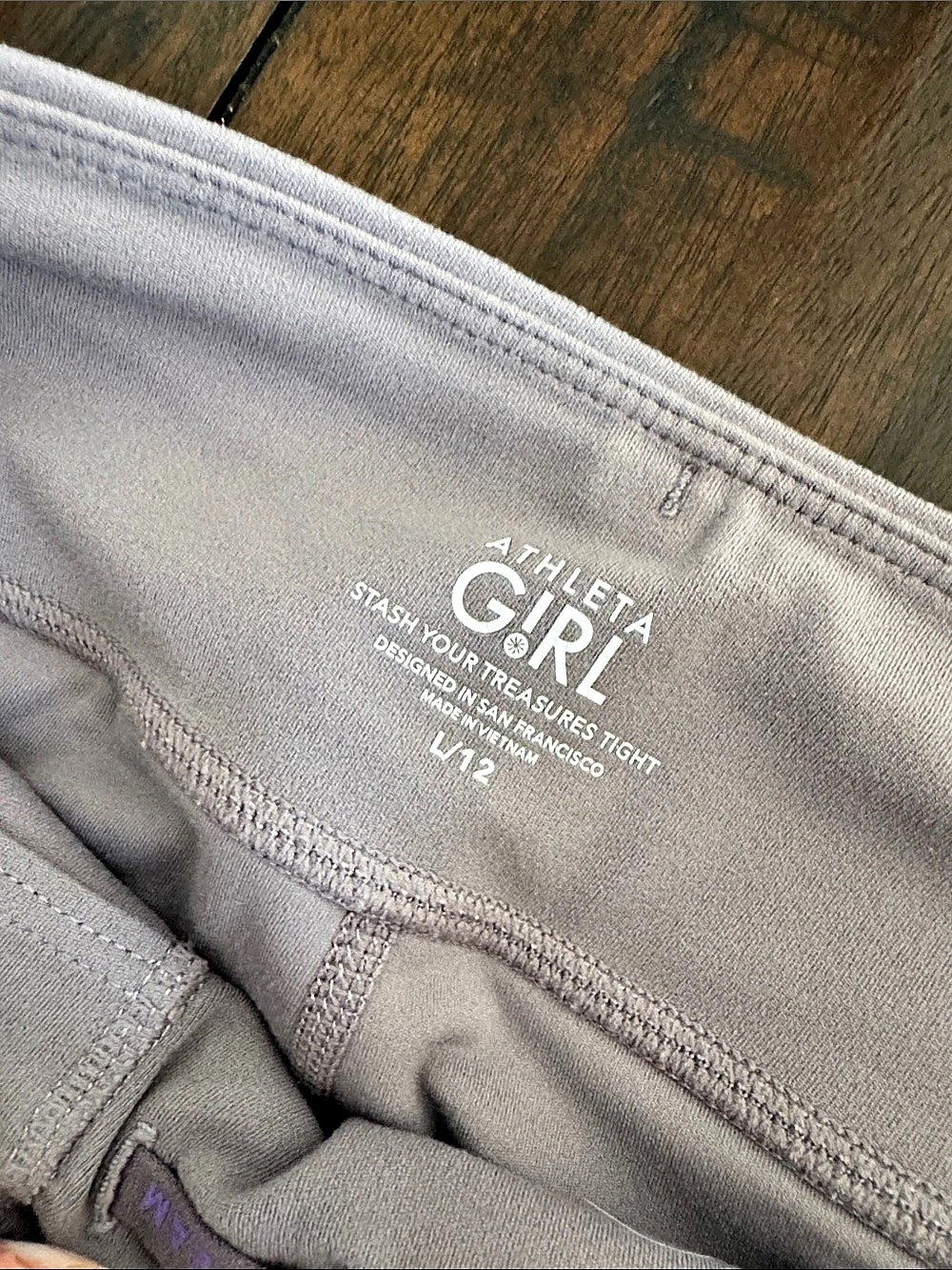 Athleta Girl Stash Your Treasures Tight Girls Large (12) Gray Athletic Leggings - Picture 2 of 4